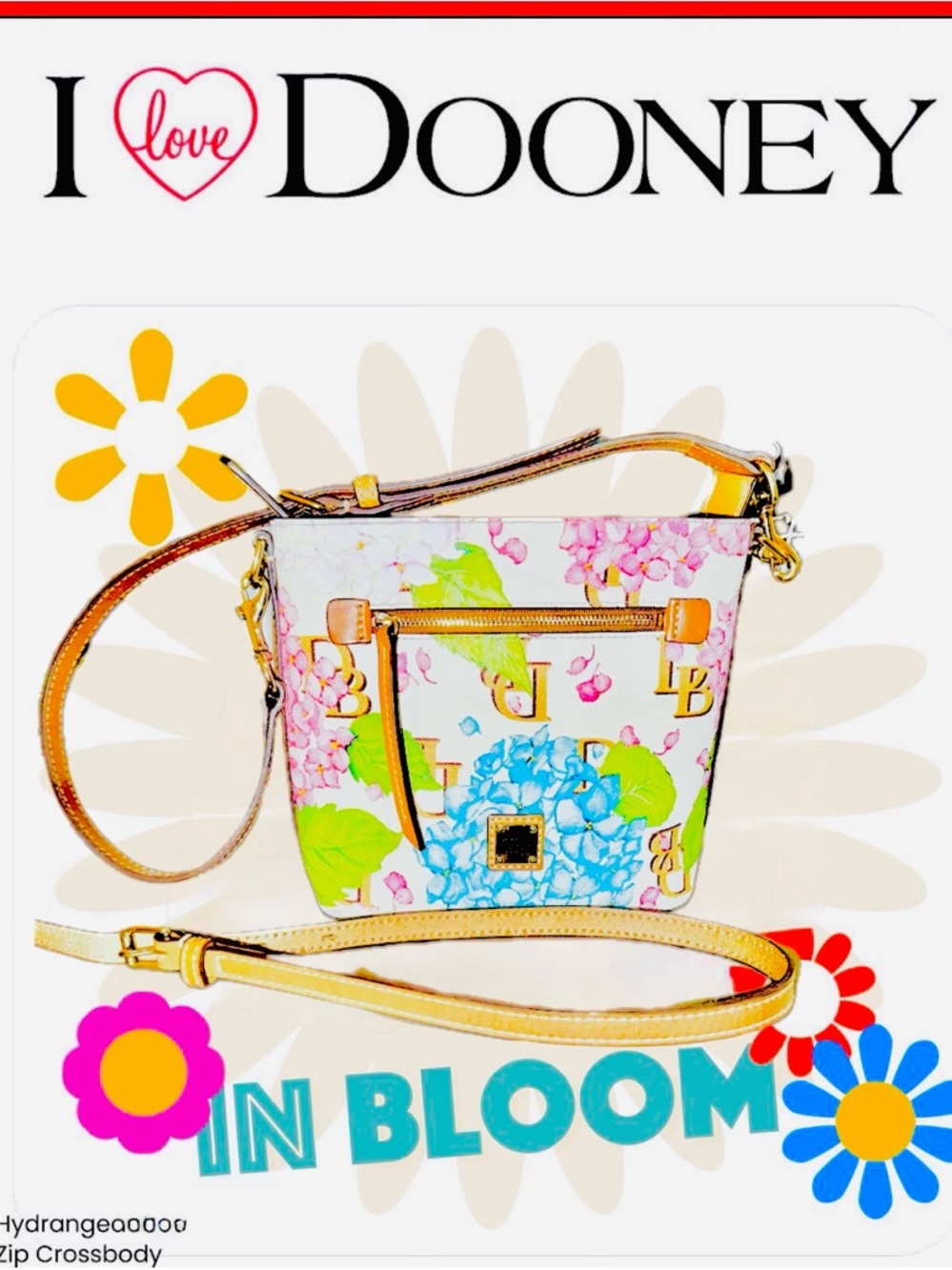 Dooney & Bourke Hydrangea Monogram Leather convertible Crossbody EUC